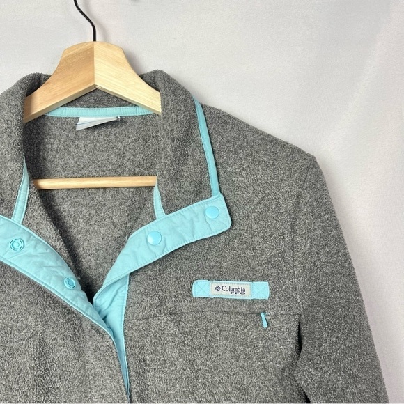Columbia PFG Gray & Blue Half Snap Button Fleece Sweatshirt M - Picture 3 of 4